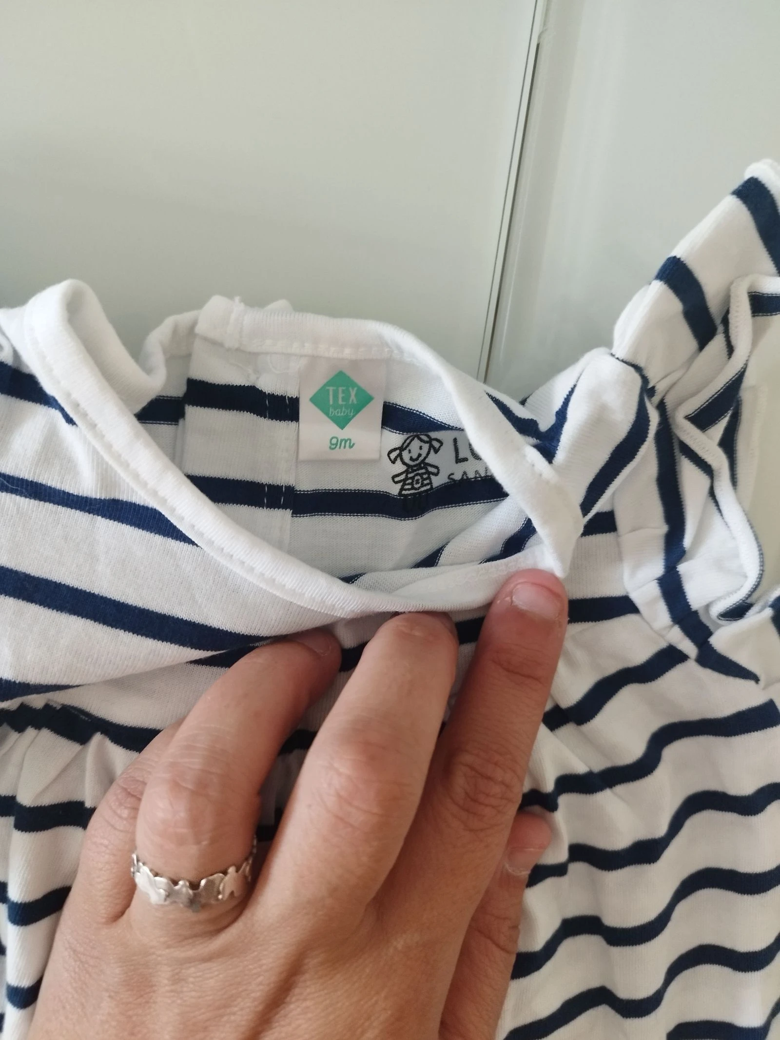 Camiseta larga tipo vestido de rayas azul y blanco 9 meses yex – photo 2
